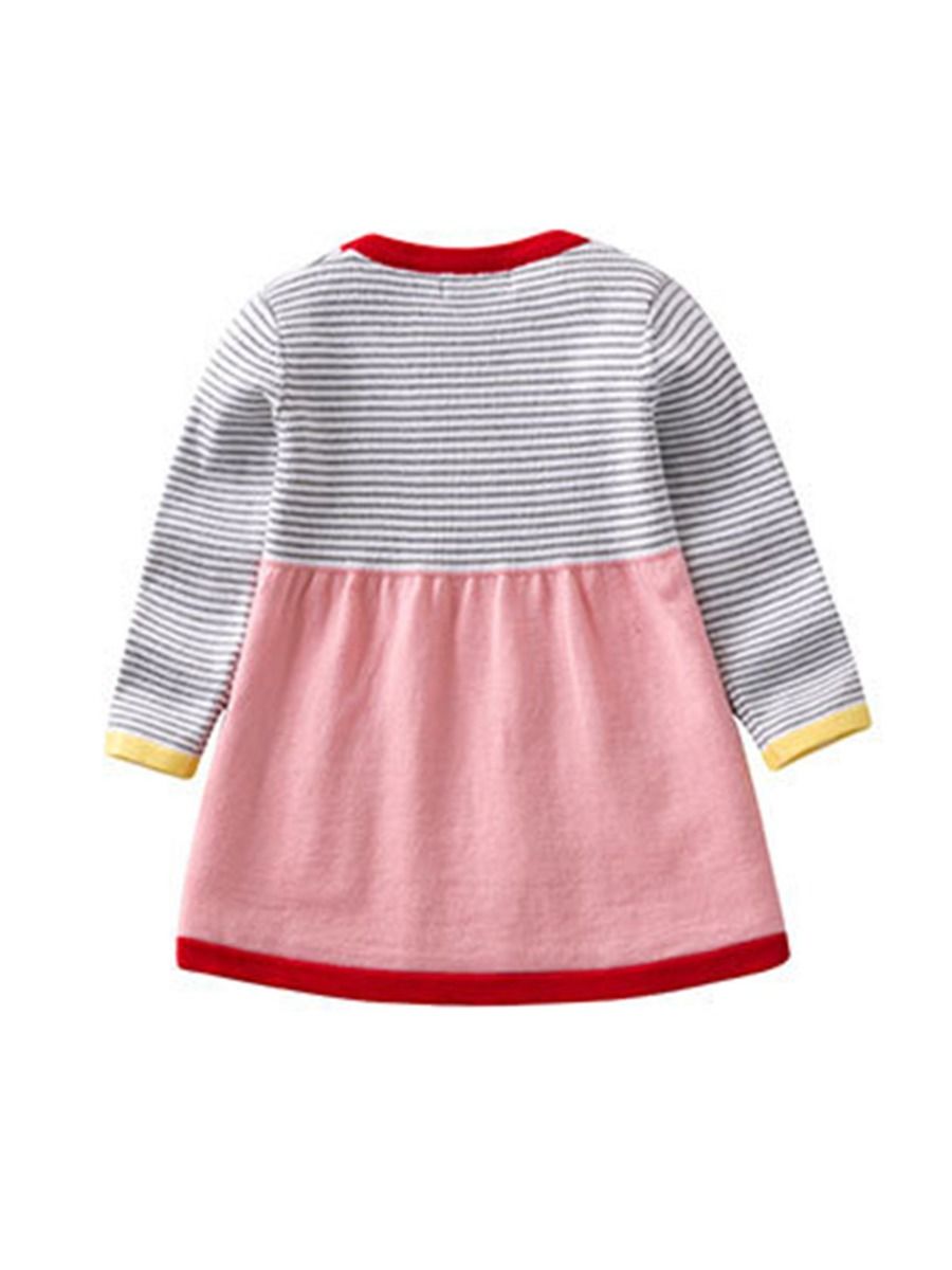 Wholesale Little Girl Stripe Knit Dress 201103404 - kis