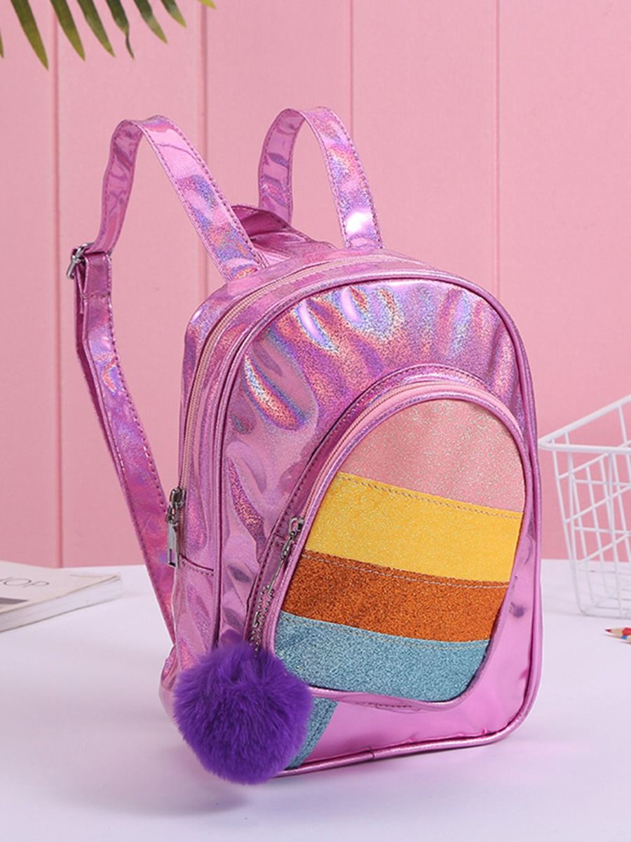 Wholesale Kid Girl Rainbow Stripe PU Backpack 201109137