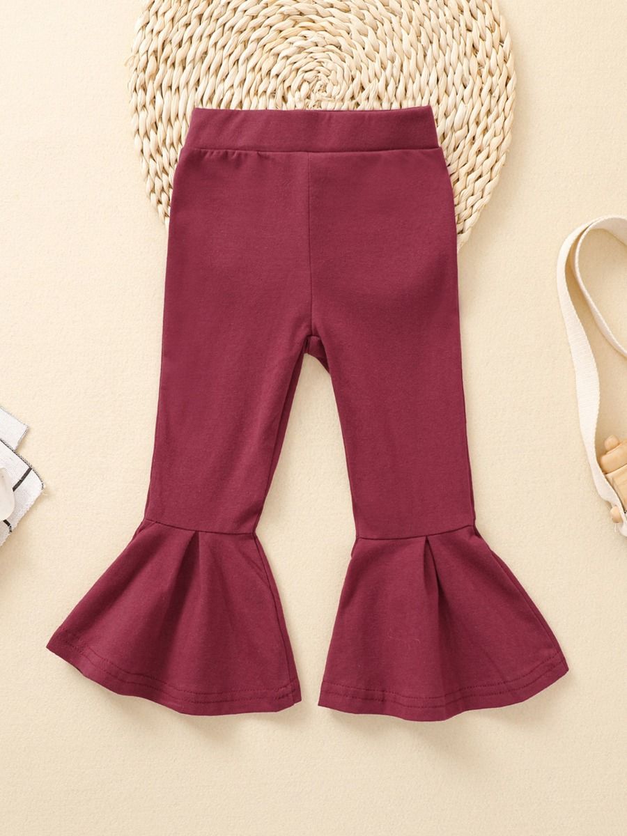 Wholesale Little Girl Solid Color Bell Bottom Pants 201