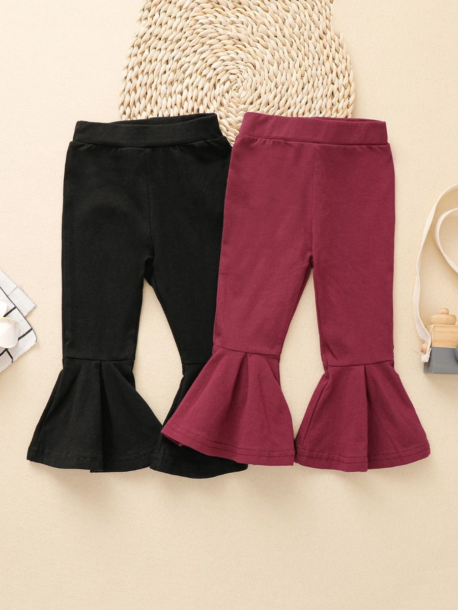 Wholesale Little Girl Solid Color Bell Bottom Pants 201