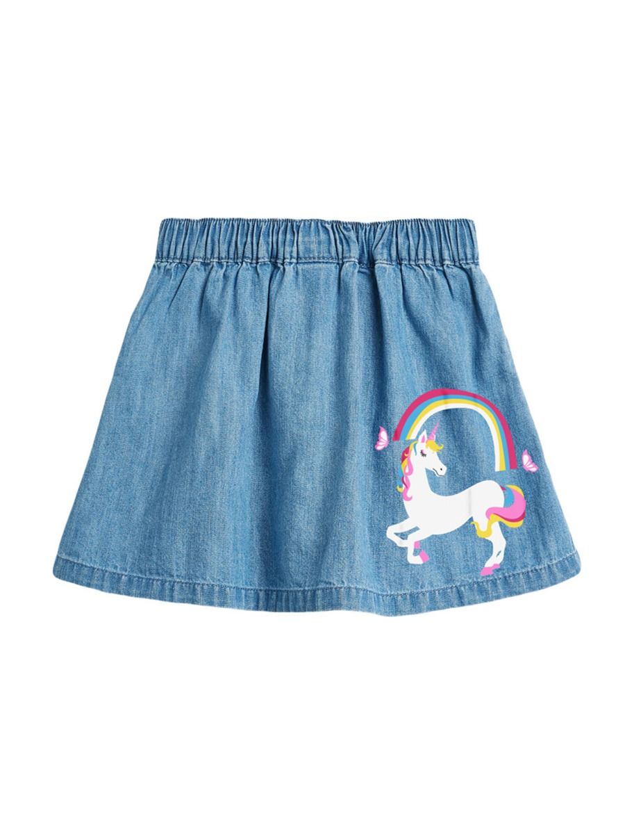 Wholesale Kid Girl Unicorn Rainbow Elastic Waist Skirt
