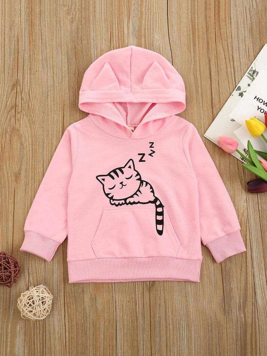 Wholesale Kid Girl Cat Hooded Sweatshirt 210108138 - ki