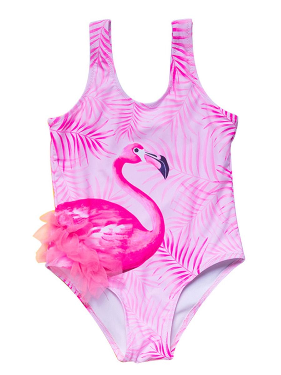 Wholesale Girl Flamingo One Piece Swimsuit 210325190