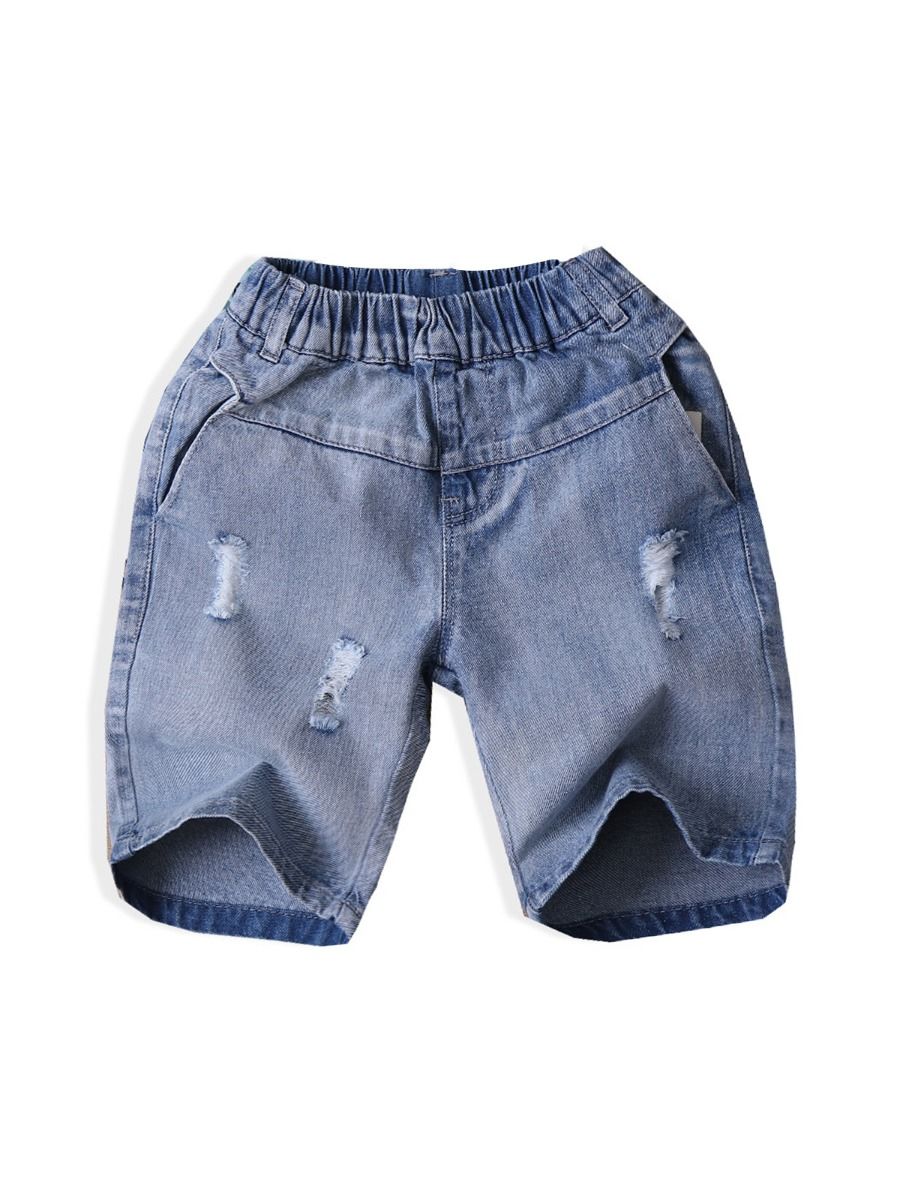 Wholesale Kid Boy Slant Pocket Ripped Denim Shorts 2104