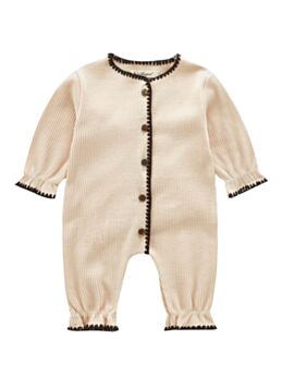 Spring Button Front Ribbed Baby Jumpsuit