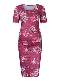 Elegant Flower Printed Maternity Dresses