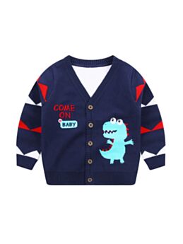 Kid Boy Come On Baby Dinosaur Knit Cardigan