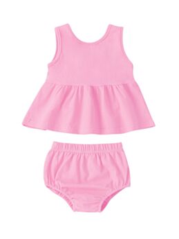 2 Pieces Infant Toddler Girl Solid Color Ruffle Hem Tank Top With Shorts Set