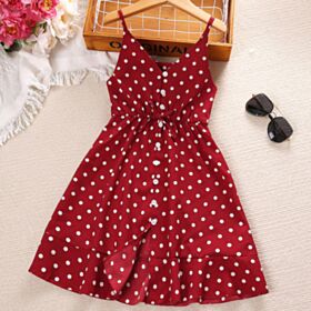 3-7Y Suspender Flower Print Long Dress Wholesale Kids Boutique Clothing KDV493373