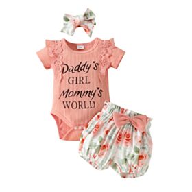 0-18M Baby Girls Sets Letter Bodysuit & Shorts Wholesale Baby Clothes KSV388947

