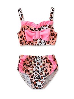 Two Pieces Girl Leopard Bikini Swimwear 