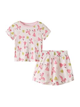 Two Pieces Toddler Girls Unicorn Print Top And Shorts Set