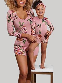 Mom And Daughter  Floral Print Romper