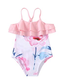 Floral Print Halter Neck Swimwear For Girl 210701735