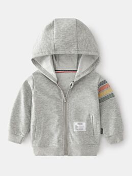 Kid Boy Striped Print Zip Up Hoodies Wholesale Boys Clothing 210710969