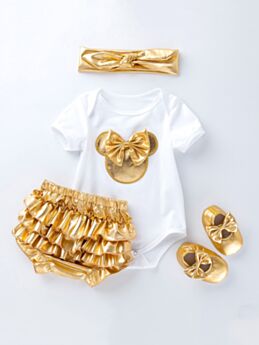 Cartoon Bowknot Bodysuit & Short & Headband Wholesale Baby Clothes Sets 210830860