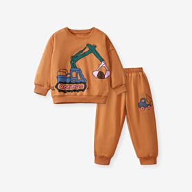 18M-7Y Toddler Boys Excavator Print Pullover And Pants Sets Wholesale Boys Clothing V3824082000017