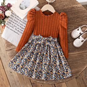 2-7Y Toddler Girls Long Sleeve Dress Knit Dress Wholesale Girls Clothes V3824112600012