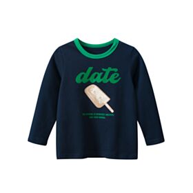 18M-9Y Toddler Boys Ice Cream Print Long Sleeve T-Shirt Wholesale Boy Clothing KTV386198 deep blue