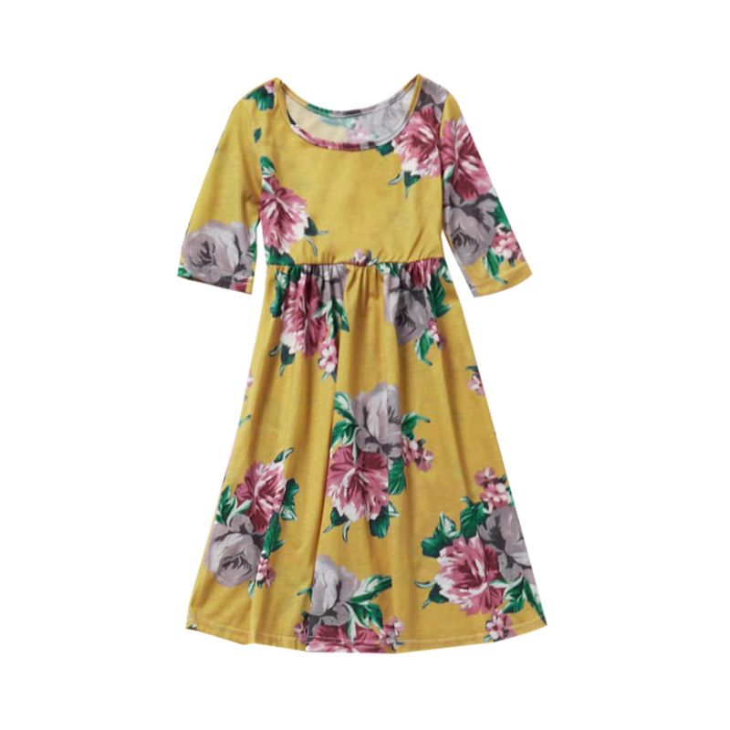 Wholesale Mom and Me Fall Flower Dress 19090562 - kiski