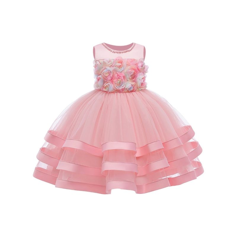 Wholesale Elegant Little Girl 3D Lace Flower Party Dres