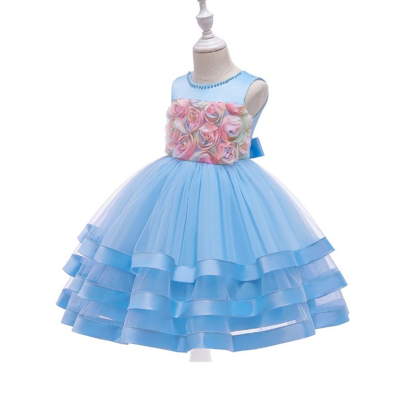 Wholesale Elegant Little Girl 3D Lace Flower Party Dres