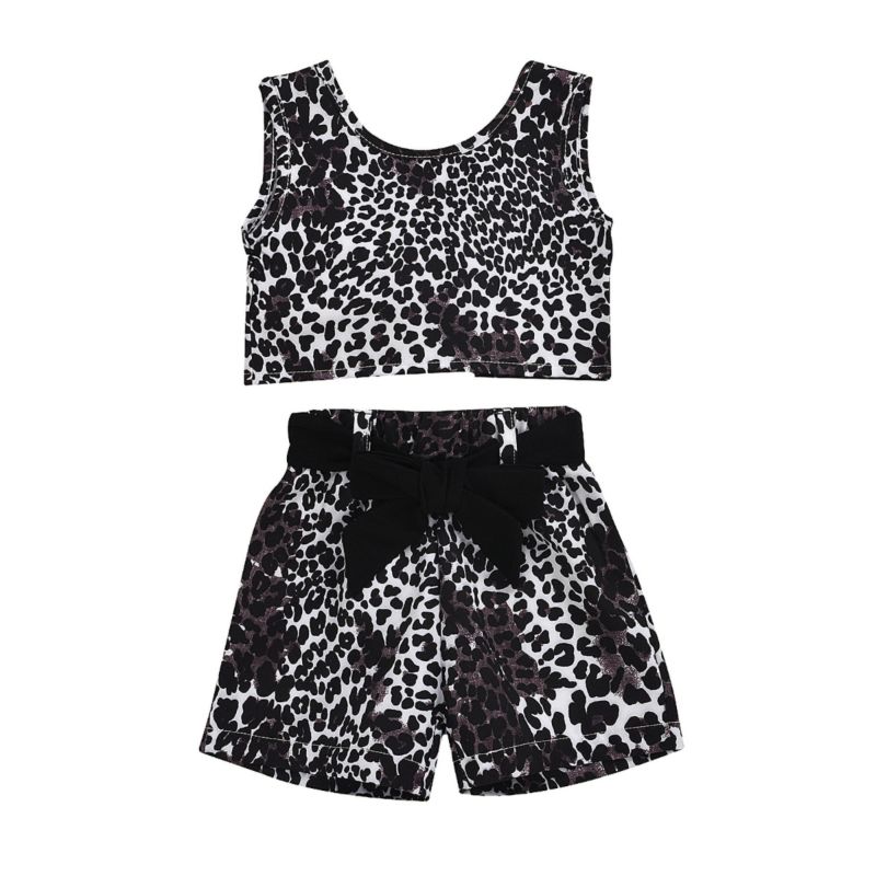 Wholesale 2 Piece Toddler Girl Leopard Printed Set Crop