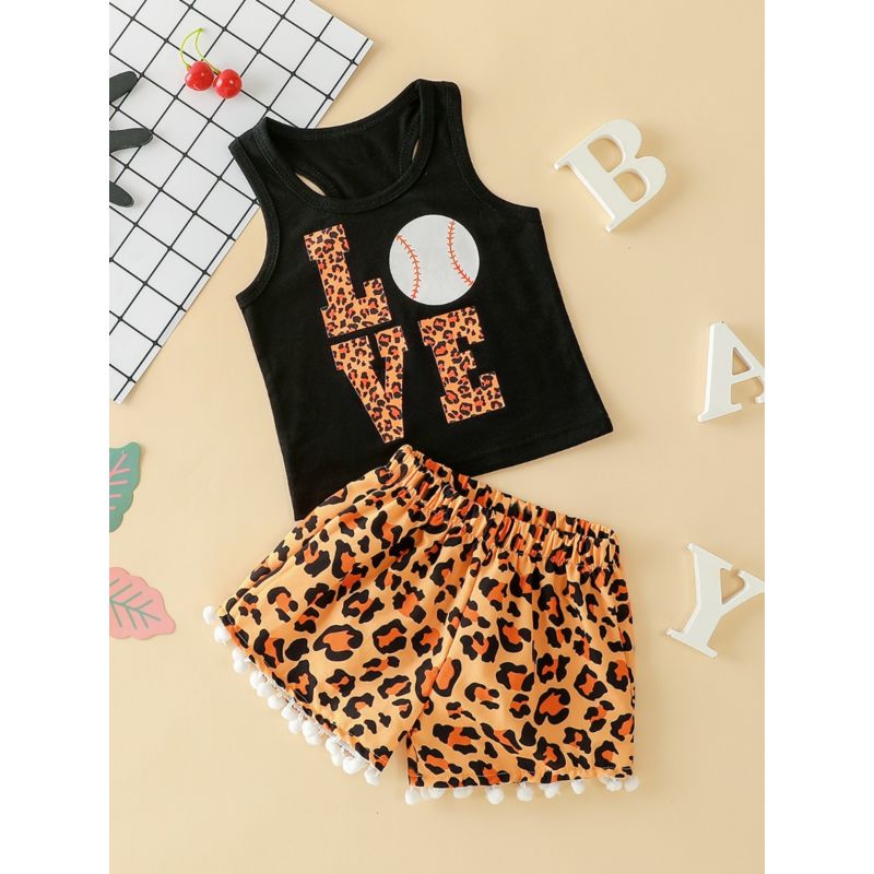 Wholesale 2 Piece Little Girl LOVE Leopard Printed Set