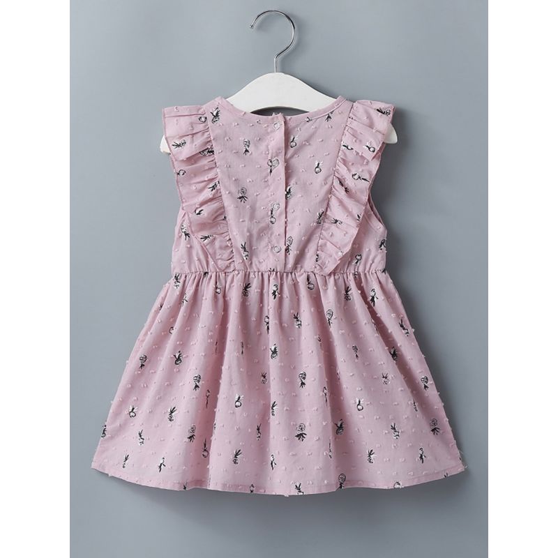 Wholesale Baby Girl Ruffle Floral Printed Pink Dress 20