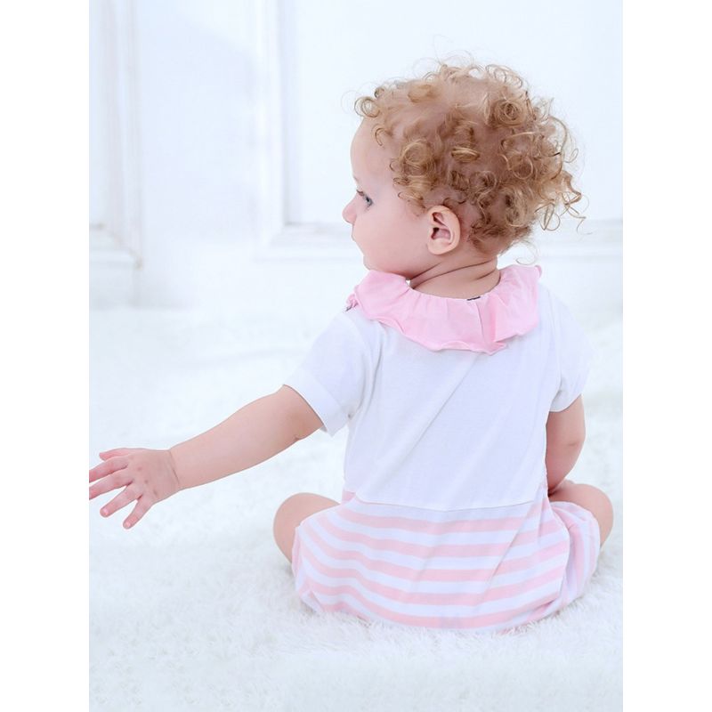 Wholesale Baby Girl Ruffle Collar Stripe Romper 2006040