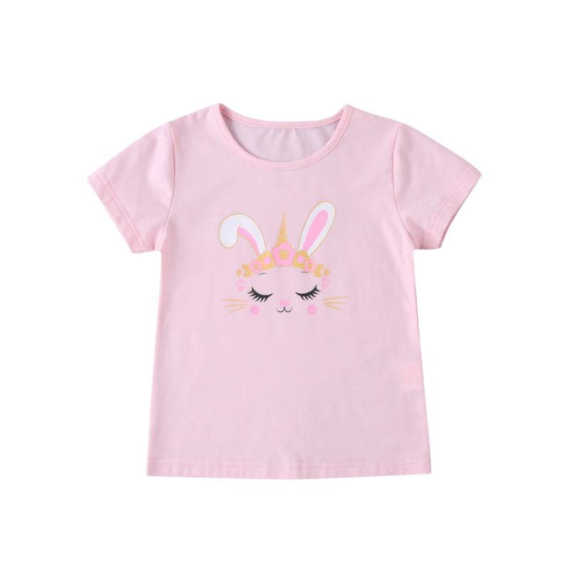 Wholesale Kid Girl Rabbit Print Pink T-shirt 20060717