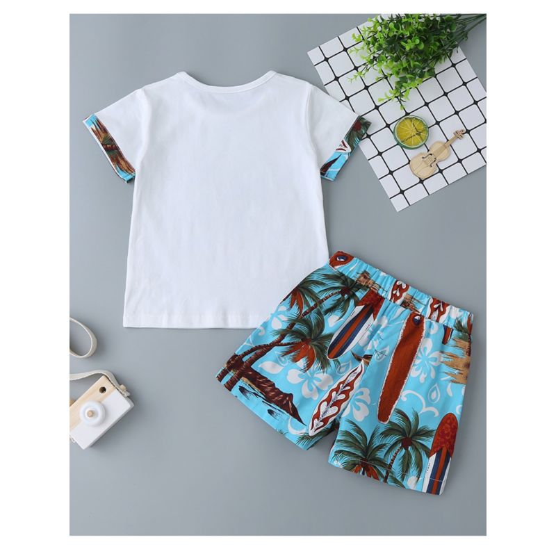 Wholesale 2 Pieces Little Boy Coconut Trees Printed Set