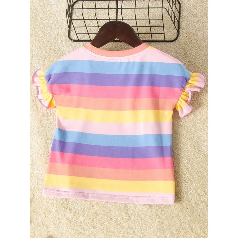 Wholesale Summer Little Girl Round Neck Cartoon Rainbow