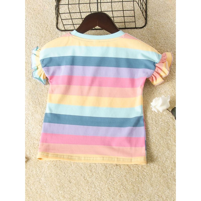 Wholesale Summer Little Girl Round Neck Cartoon Rainbow