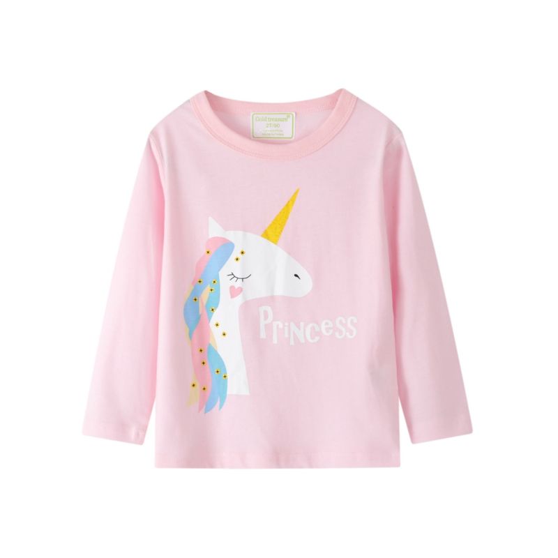 Wholesale Kid Girl Long Sleeve Cartoon Unicorn Printed