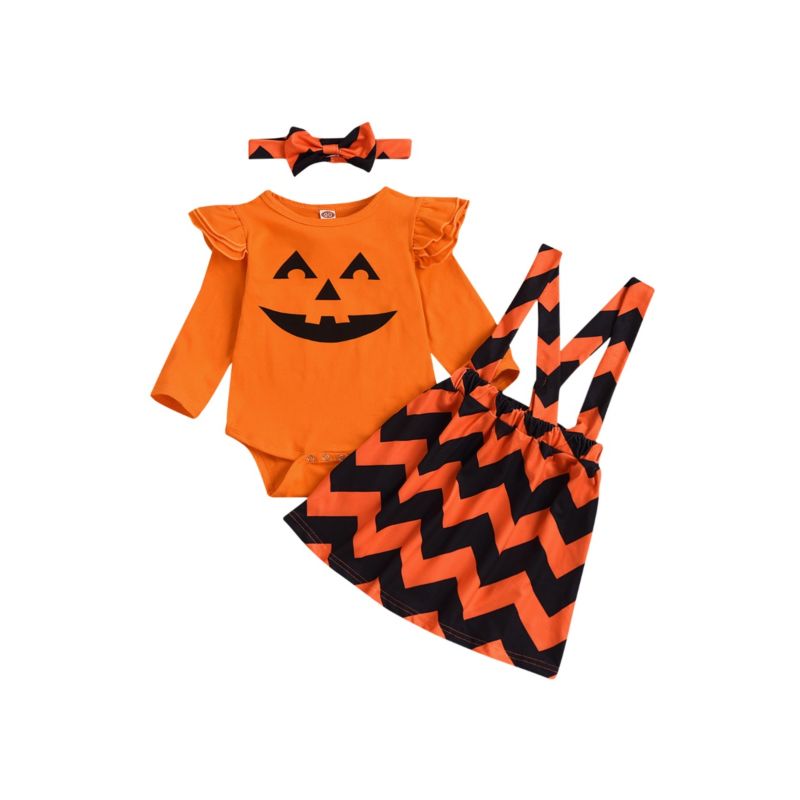 Wholesale 3 Pieces Baby Girl Halloween Set Bodysuit & W