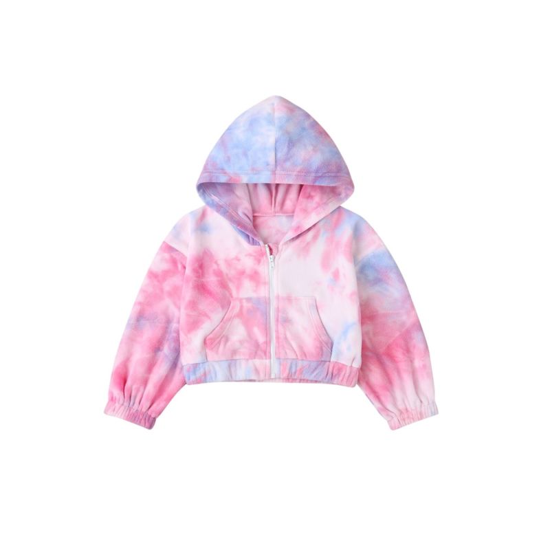 Wholesale Kid Girl Tie-dye Fleece Hoodie Jacket 2011159