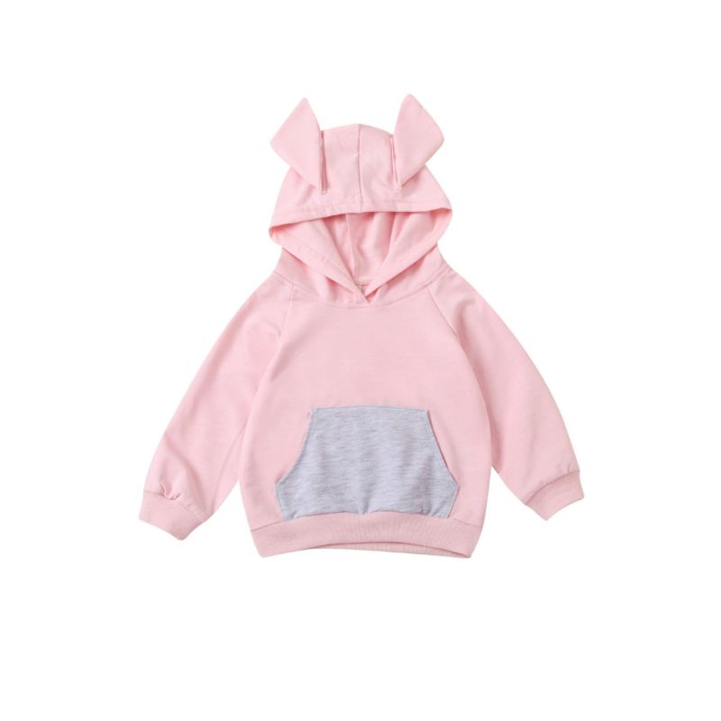 Wholesale Kid Girl Bear Style Pink Hooded Sweatshirt 20