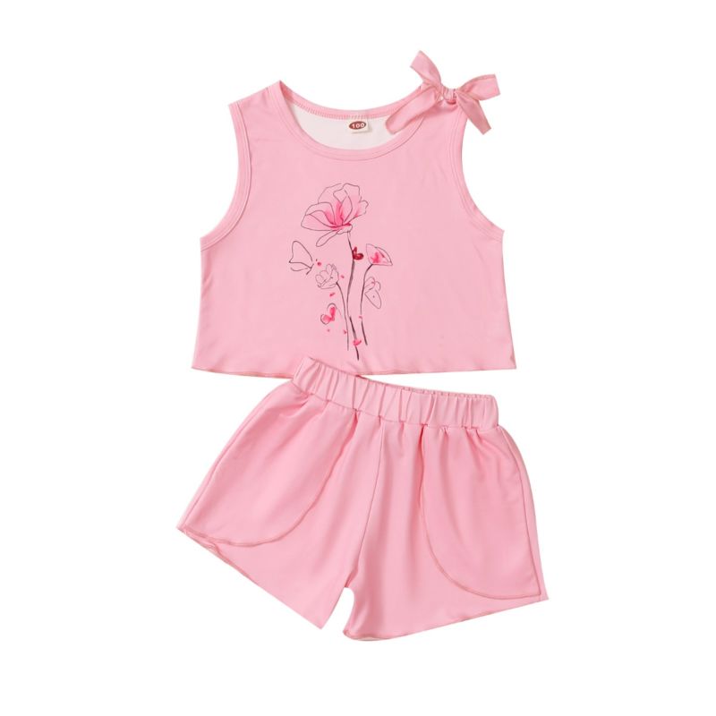 Wholesale Two-Piece Kid Girl Floral Tank Top With Short