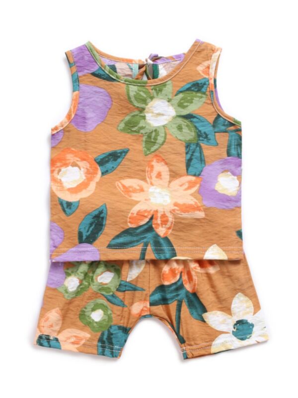 Two-piece Baby Floral Clothing Set Tank Top & Shorts