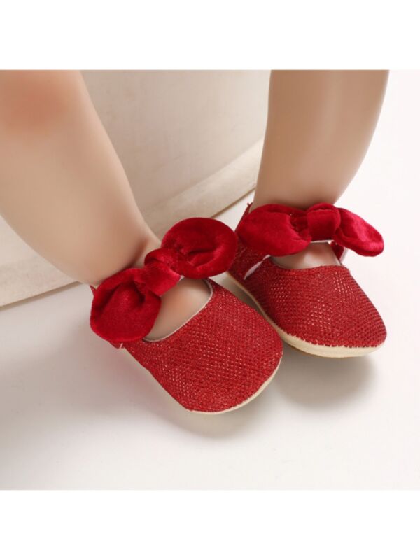 Baby Girl Bowknot Shiny Party Wear Princess Shoes 