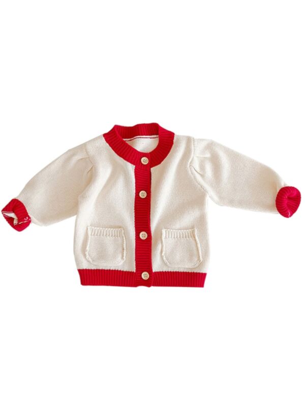 Baby Girl Color Block Knitted Cardigan