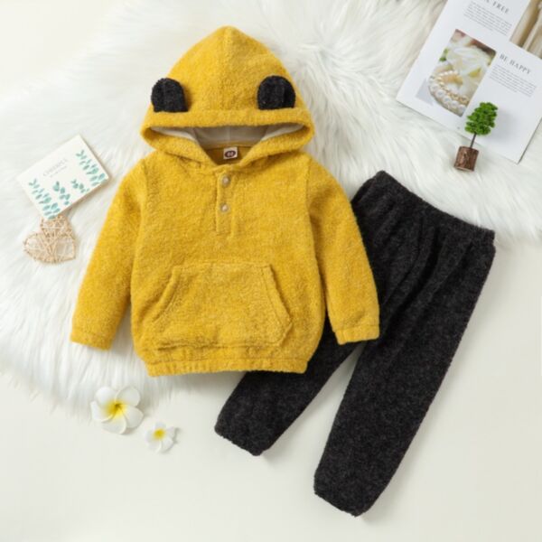3M-3Y Baby Sets Long-Sleeved Half-Button Hooded Top And Pants Wholesale Baby Clothes KSV591067
