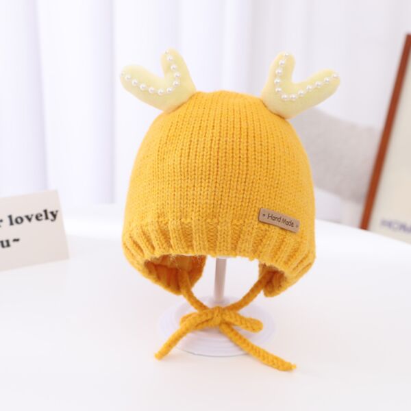 Christmas Cute Thicken Knitwear Deer Ear String Woolden Hat Kid Wholesale Accessories