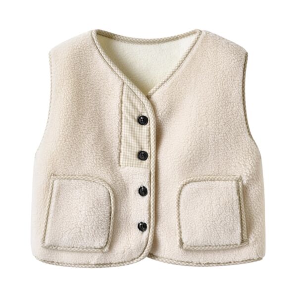 3-18M Fleece Solid Color Button Pocket Vest Coat Baby Wholesale Clothing KCV492708
