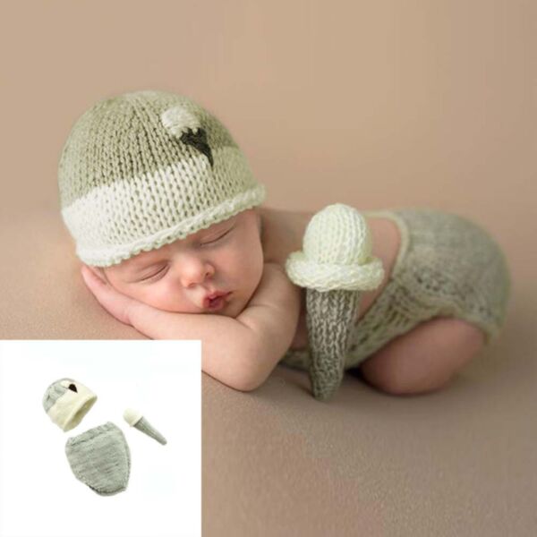 0-3M Knitwear Colorblock Wool Yarn Briefs And Hats Set Baby Wholesale Clothing KSV493056