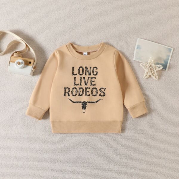 9M-4Y Toddler Boy Long-Sleeved Cartoon Cow Head Letter Print Round Neck Top Wholesale Boys Clothing KTV591576