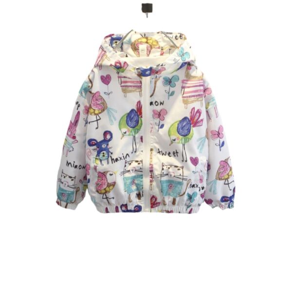 18M-6Y Toddler Girl Cartoon Dinosaur Print Long Sleeve Zipper Hooded Jacket Wholesale Girls Fashion Clothes KCV590960