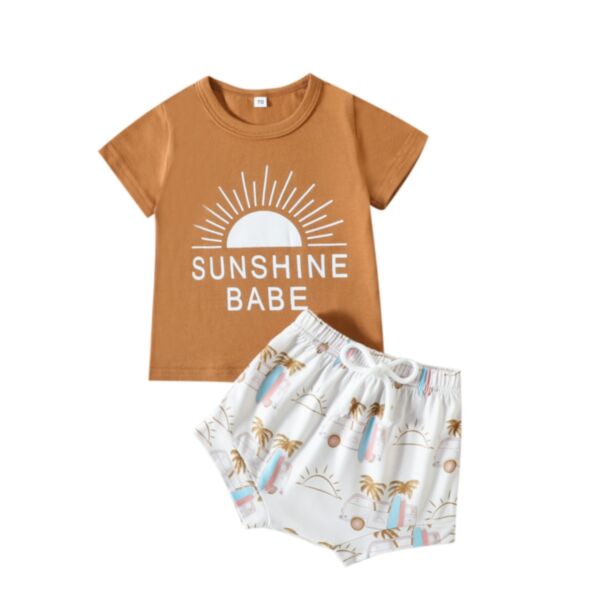 0-3Y Baby Girl Sets Short-Sleeved Sun Letter Print Top And Shorts Wholesale Baby Clothes Suppliers KSV591675