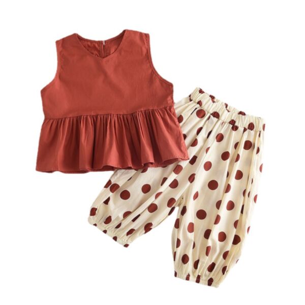18M-7Y Toddler Girl Sets Sleeveless Mullet Top And Polka Dot Harem Pants Wholesale Girls Clothes KSV591722
